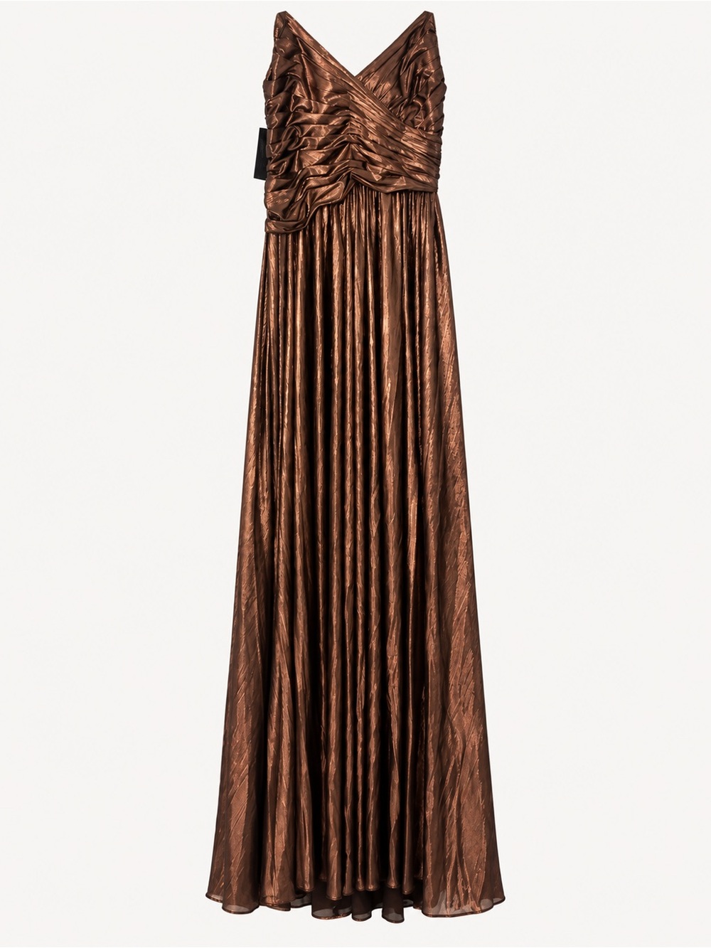 Retrofete Metallic Bronze Ruched Maxi Gown